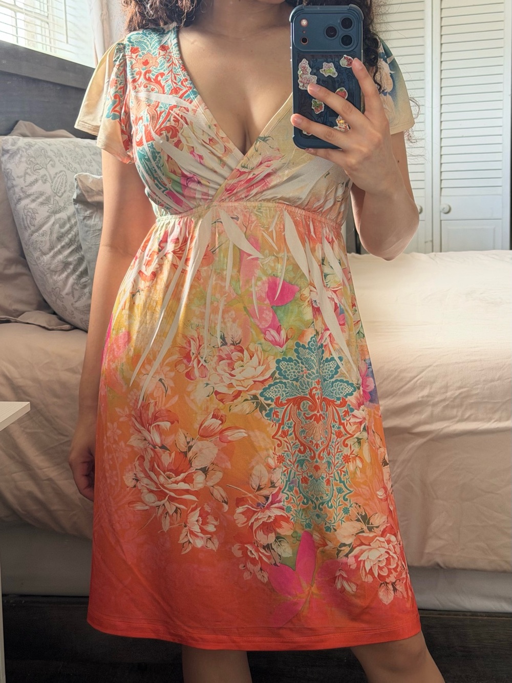 Kiara Multicolor Floral Wrap Dress Size S